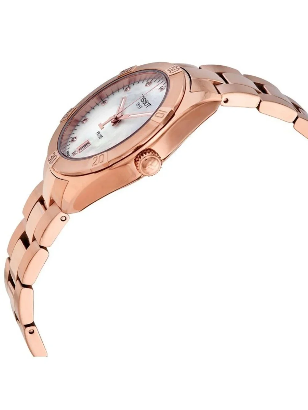 NWT Tissot T-Classic PR100 Quartz Diamond Mother of Pearl Dial Ladies Watch